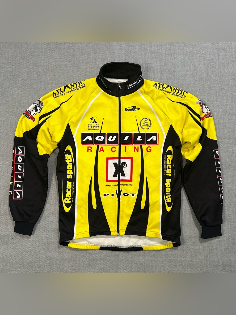 Biemme Aquila Racing Vintage Cycling Jacket | Yellow Black Full Zip Thermal